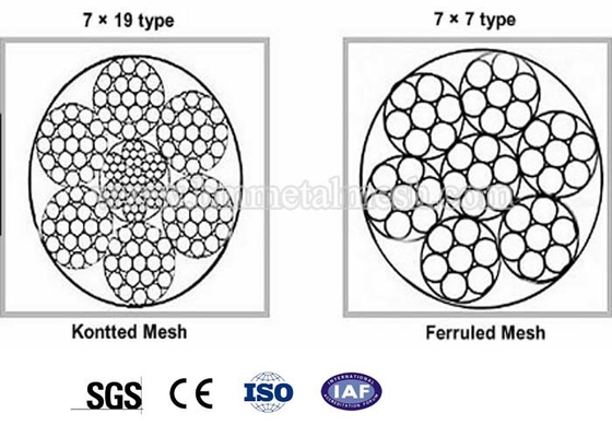 7x7,7x19 X-Tend Stainless Steel Wire Rope Mesh / Cable Webnet